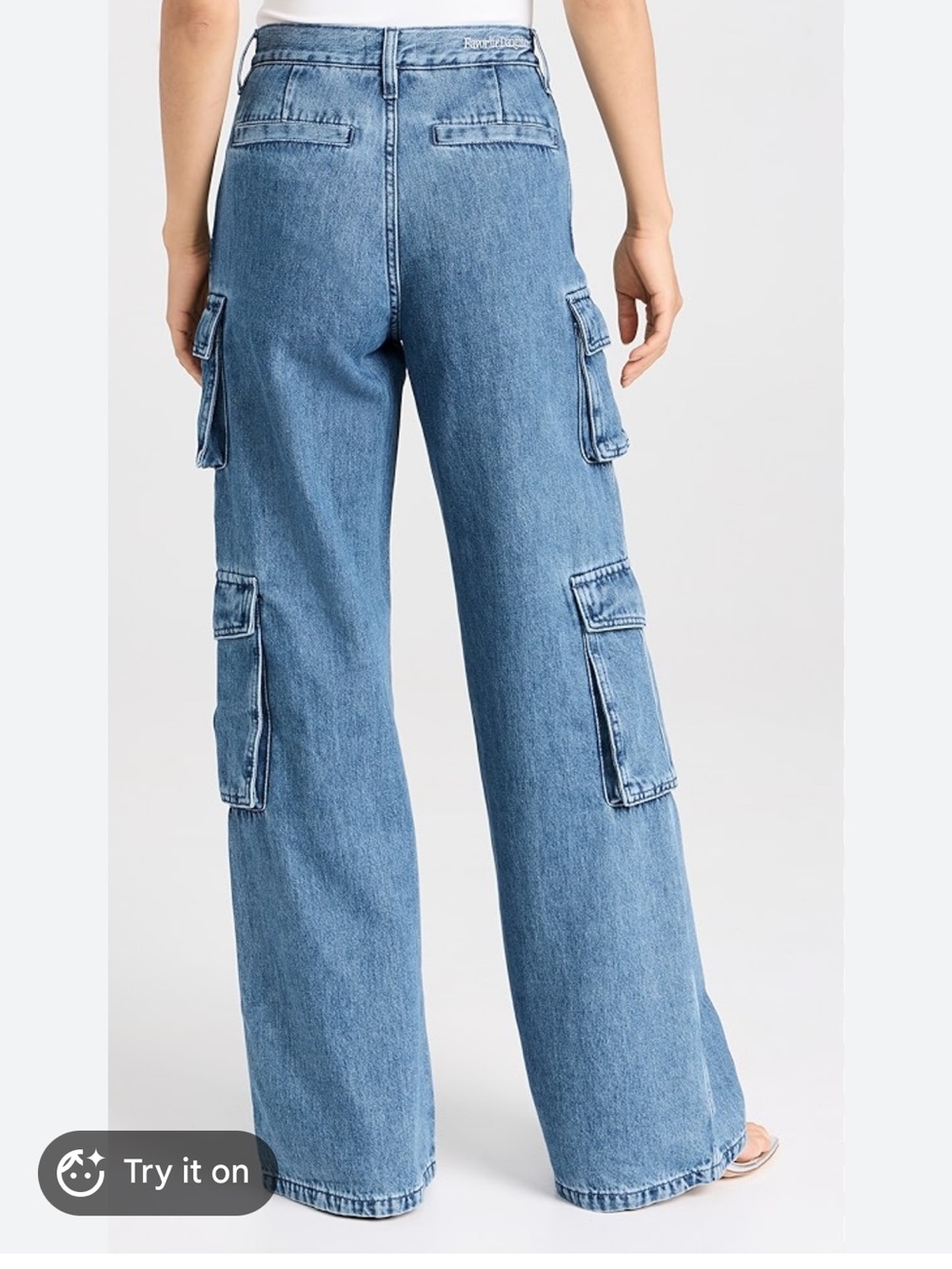 Favorite Daughter Carly Cargo Wide-Leg Jeans - Light Blue Denim - Picture 4 of 8